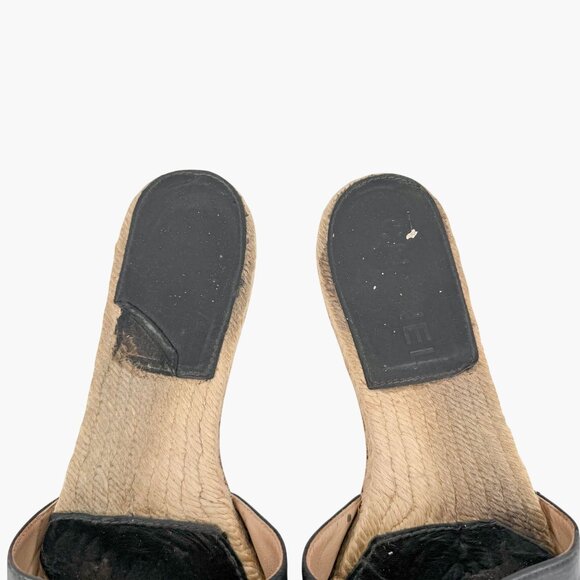 Chanel Black Leather CC Espadrille Slide Sandals Flats Size 38 US 7–7.5 Women's - Picture 4 of 15